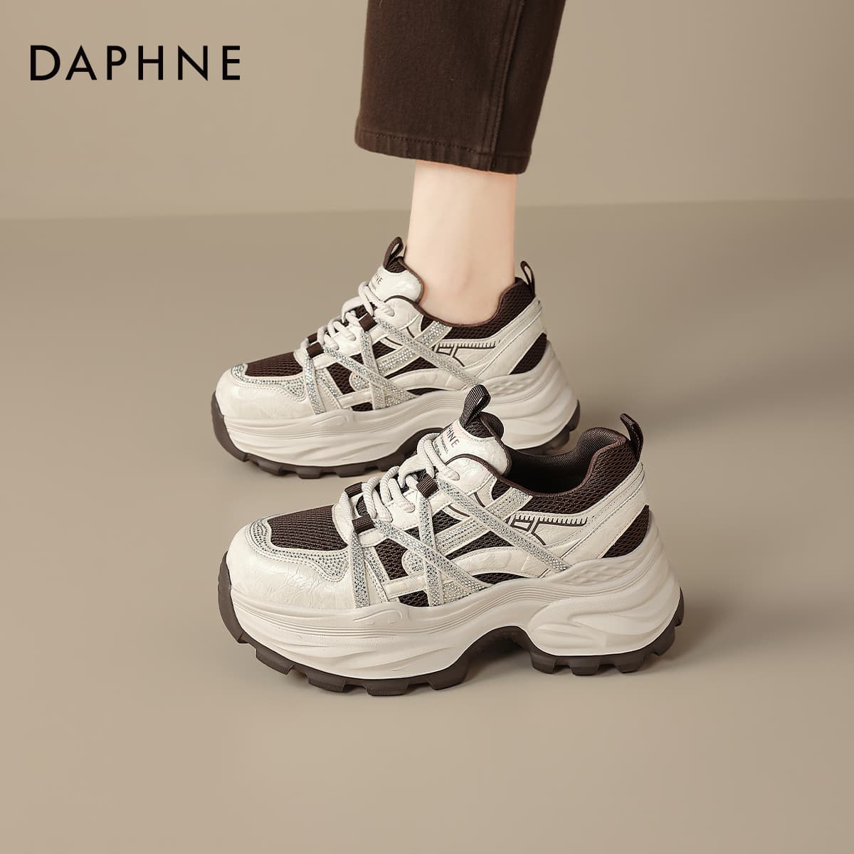 Кроссовки DAPHNE Массивные кроссовки Low Топ Коричневый Женские - изображение 5