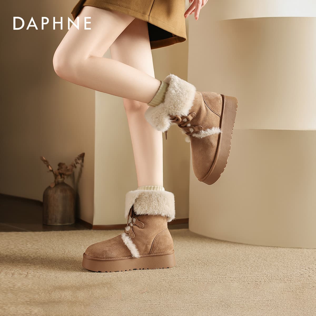 Ботинки зимние Daphne Ткань 12 см Сноубутсы Женские - изображение 3
