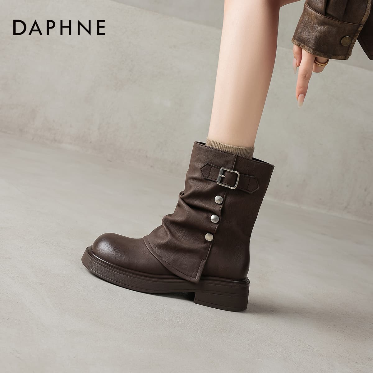 Сапоги DAPHNE Ботильоны Коричневый Женские - изображение 6
