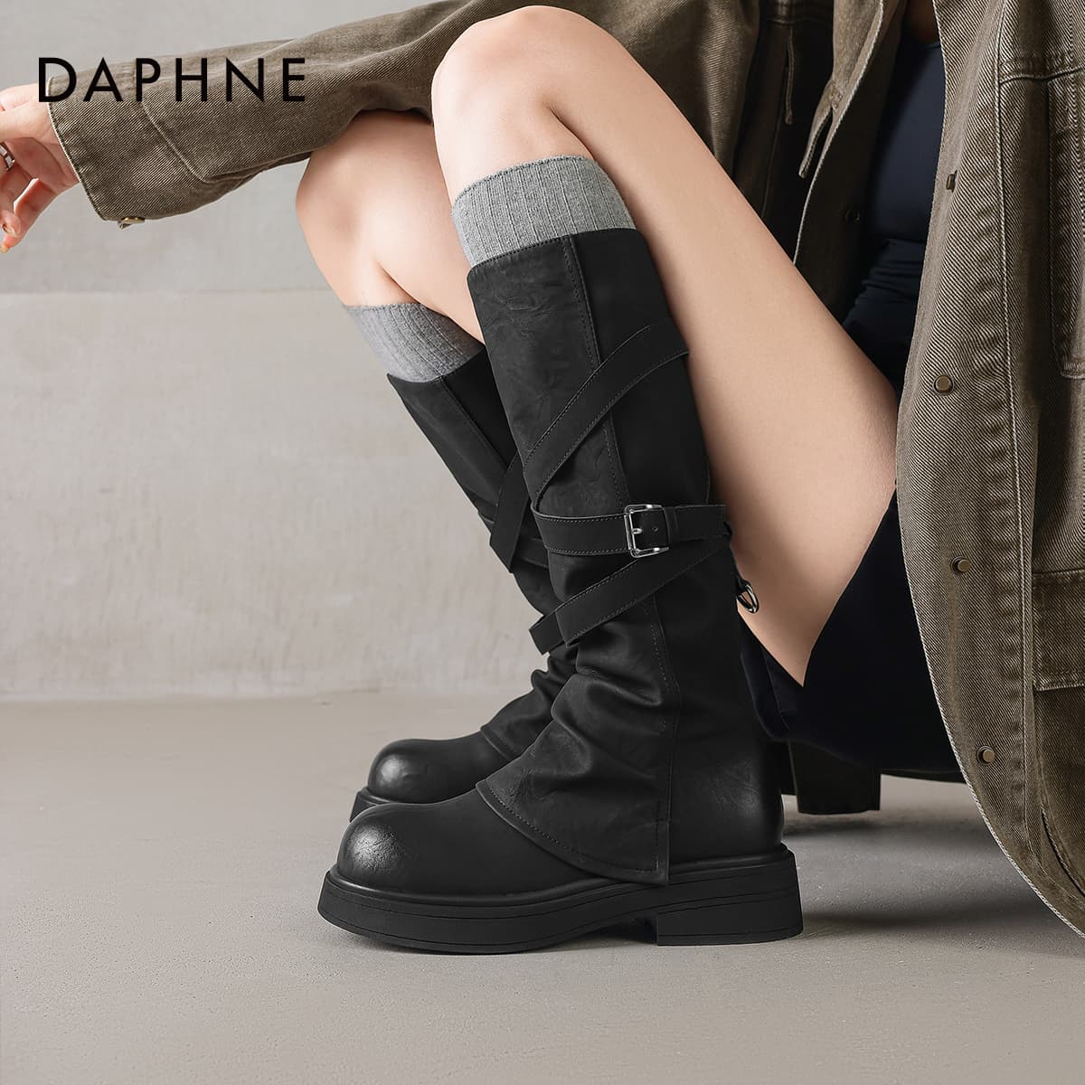 Ботинки DAPHNE Колено Высокие Ботинки Высокий Топ Женские - изображение 3