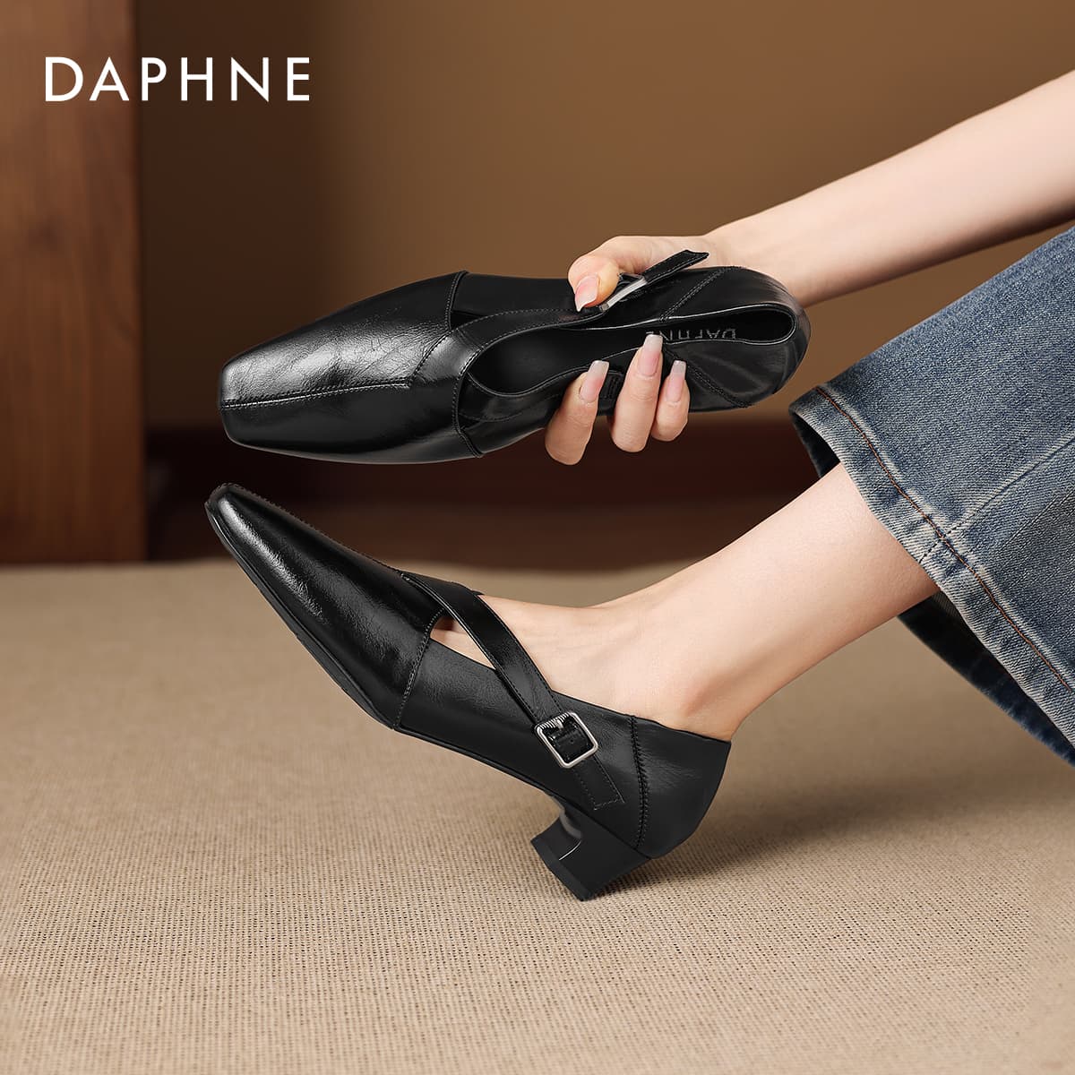 Туфли DAPHNE Грубый каблук Высокие каблуки Женские - изображение 5