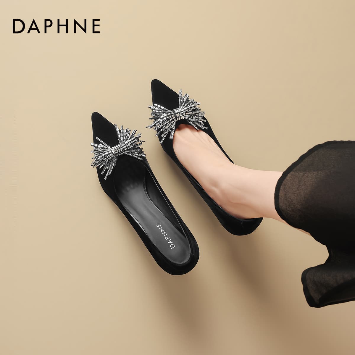 Туфли DAPHNE Высокие каблуки Low Топ Черный Женские - изображение 7