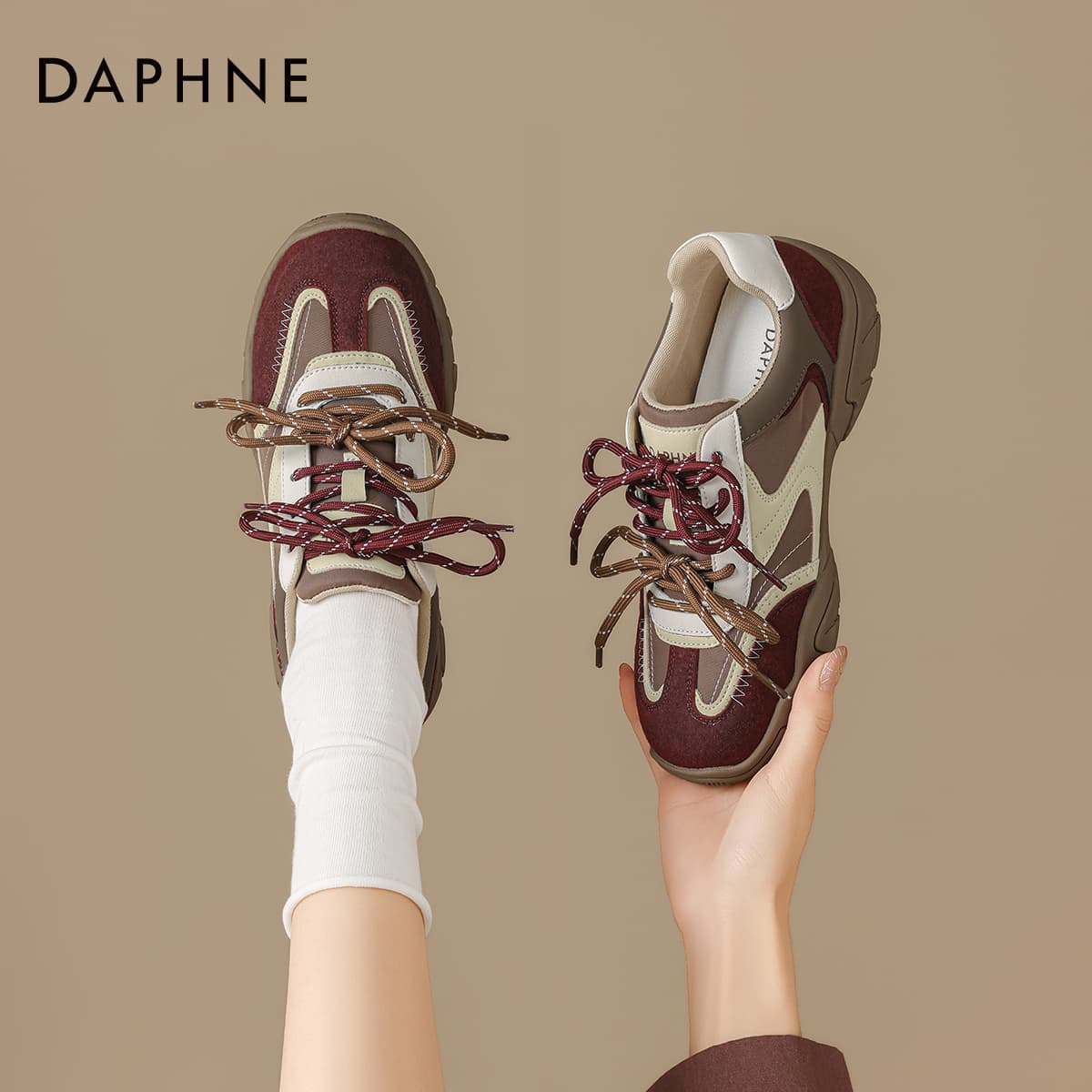 Кроссовки DAPHNE Повседневная обувь Low Топ Коричнево-красный Женские - изображение 7