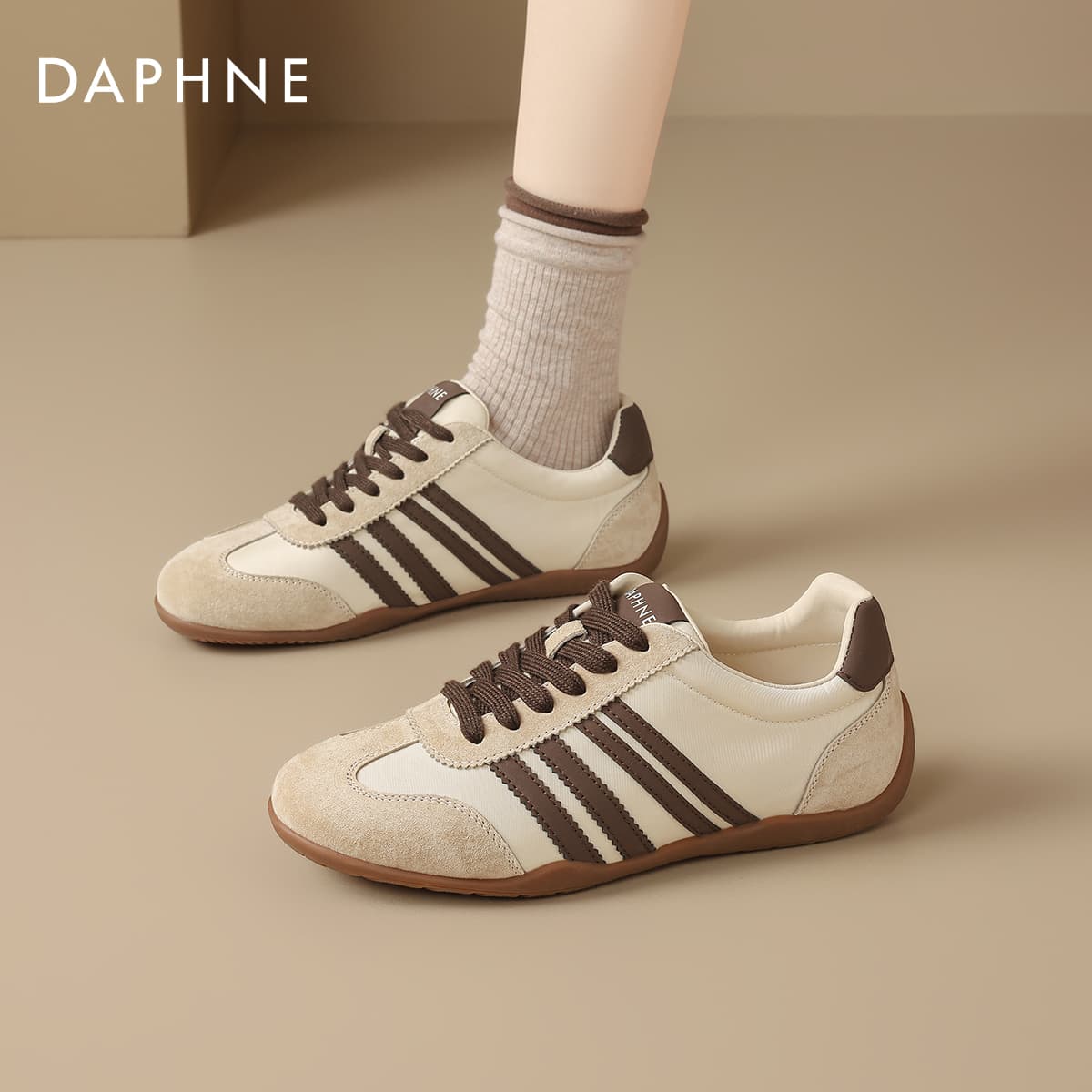 Кроссовки DAPHNE Кеды немецкой армии (GAT) Низкий Топ Абрикос Женские - изображение 4