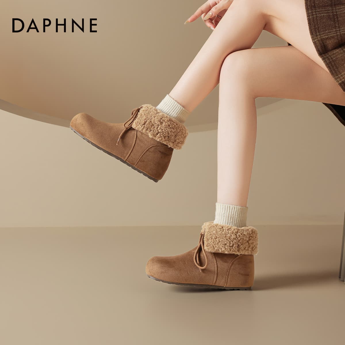Кроссовки DAPHNE Утепленная обувь Хай-топы Верблюжий цвет Женские - изображение 7