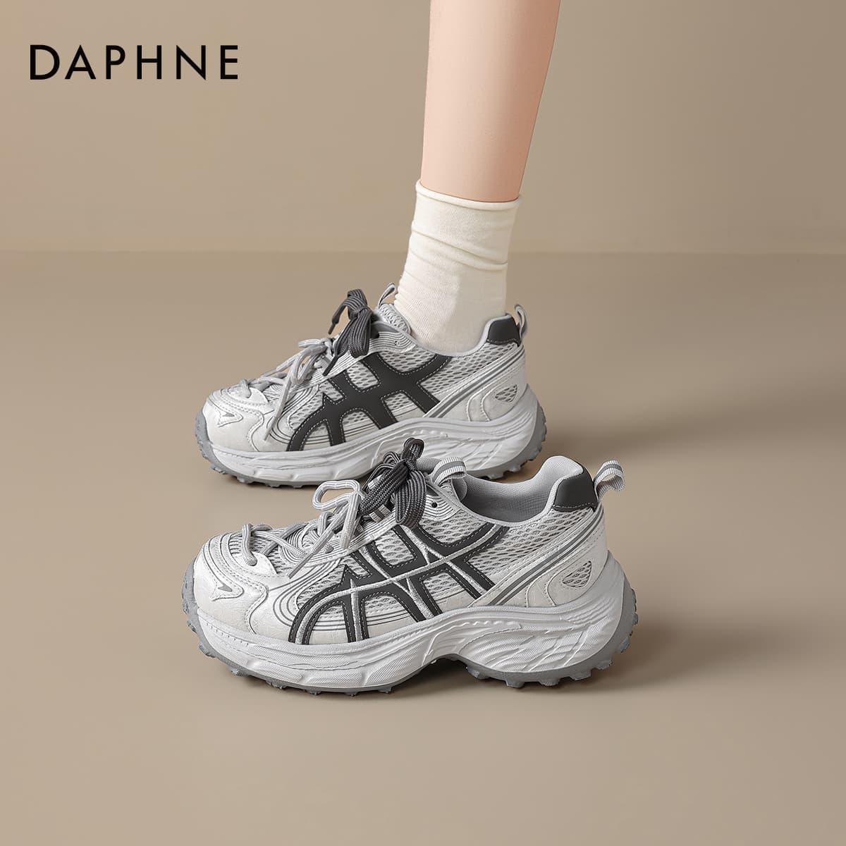 Кроссовки DAPHNE Массивные кроссовки Low Топ Серый Женские - изображение 4