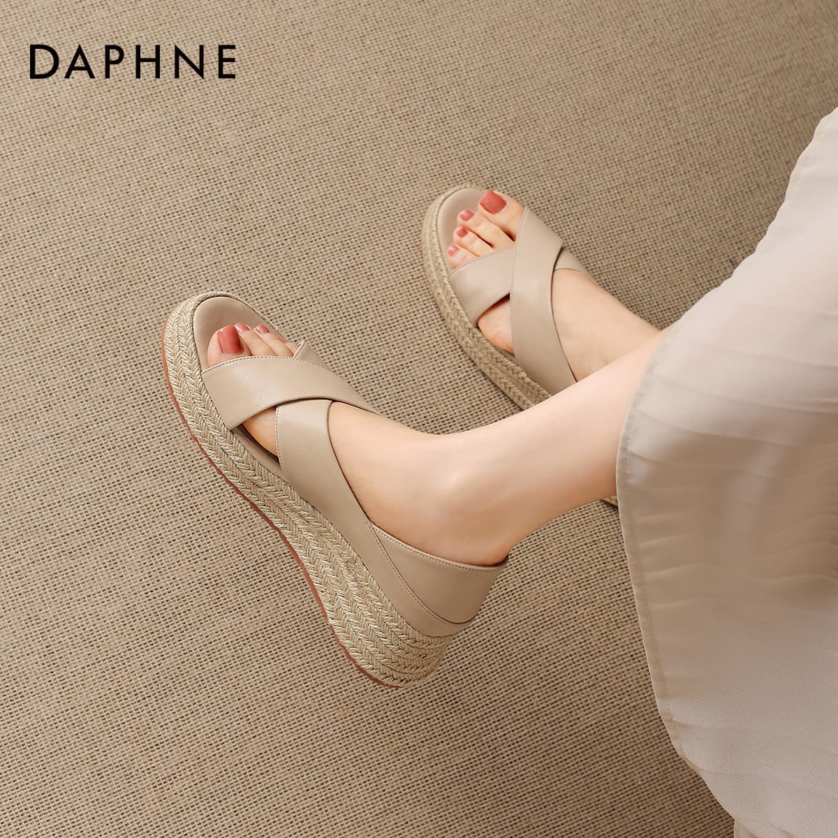 Шлёпанцы DAPHNE One Шнуровые Сандалии Абрикосовые Женские - изображение 4