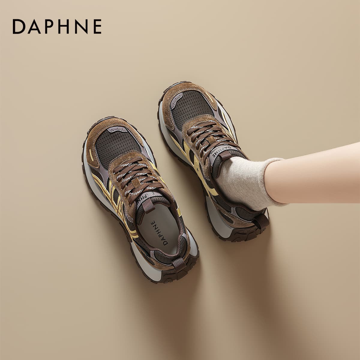 Кроссовки DAPHNE Массивные кроссовки Лоу-топы Темно-кофейный Женские - изображение 7