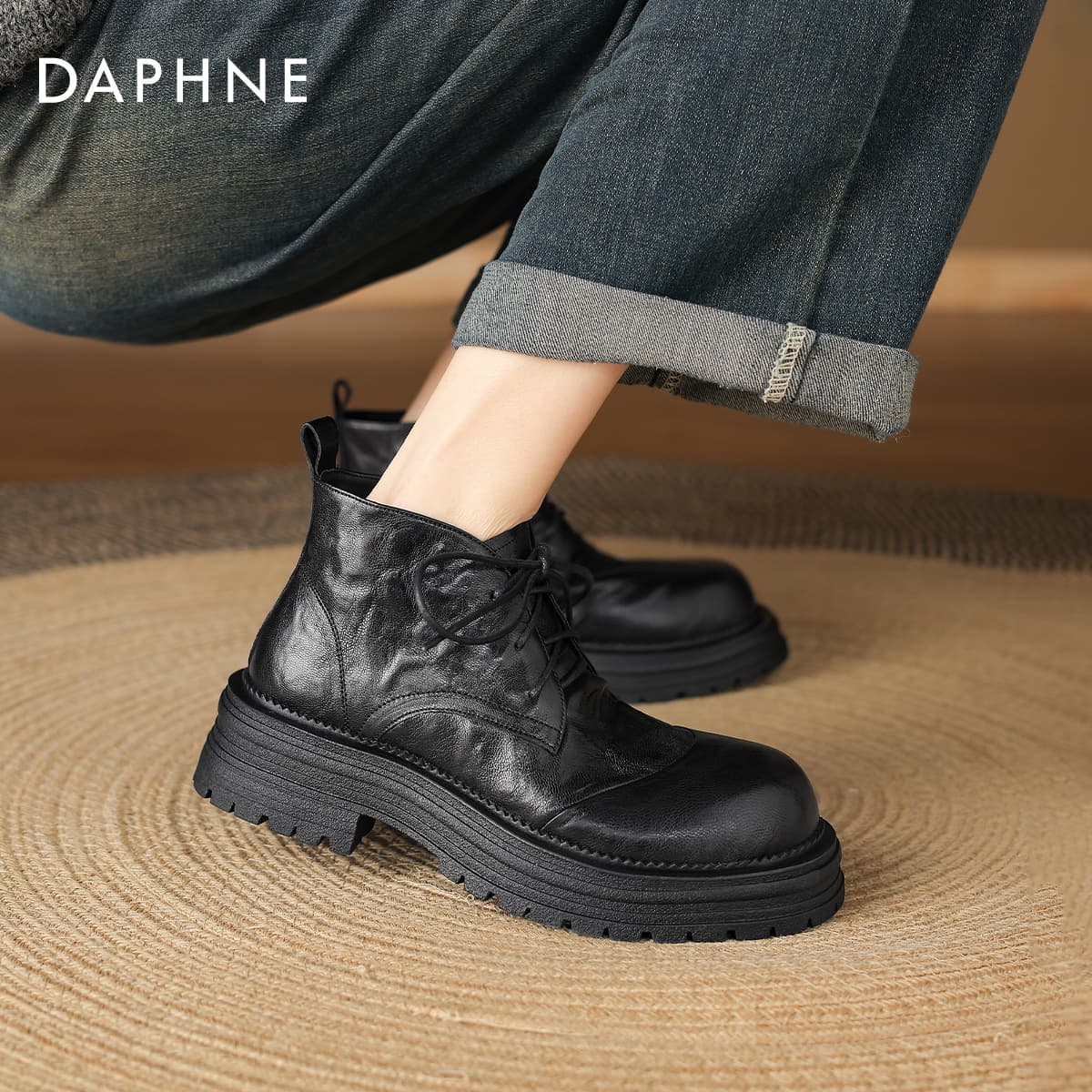 Ботинки DAPHNE Синтетическая кожа 9 см Армейские ботинки Женские - изображение 5