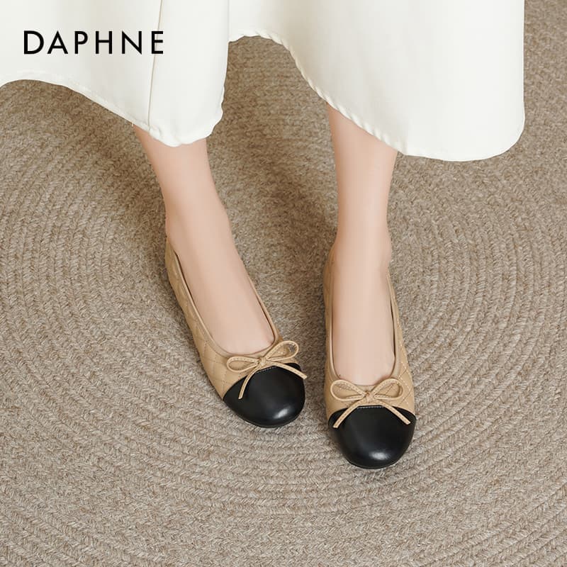 Тапочки DAPHNE Женская Повседневная Обувь Без Подкладки Низкий Топ Абрикос Вдохновленный CHANEL 1 см Каблук Женская - изображение 6