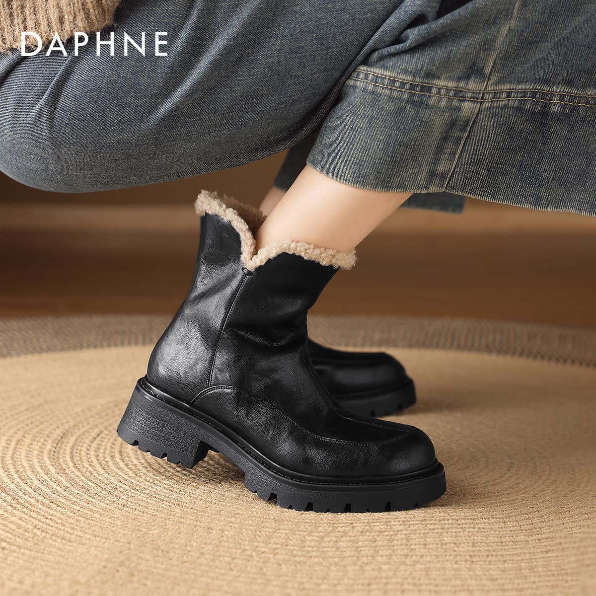 Сапоги DAPHNE Синтетическая кожа Минималистичный Однотонный Утолщенный и с флисовой подкладкой Ветрозащитный Термический - изображение 5