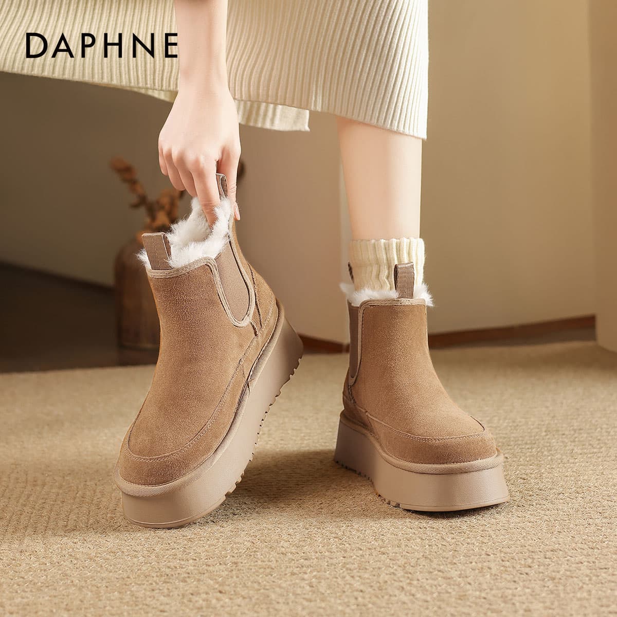 Ботинки зимние Daphne Спилок коровья кожа Сноубутсы Женские - изображение 3