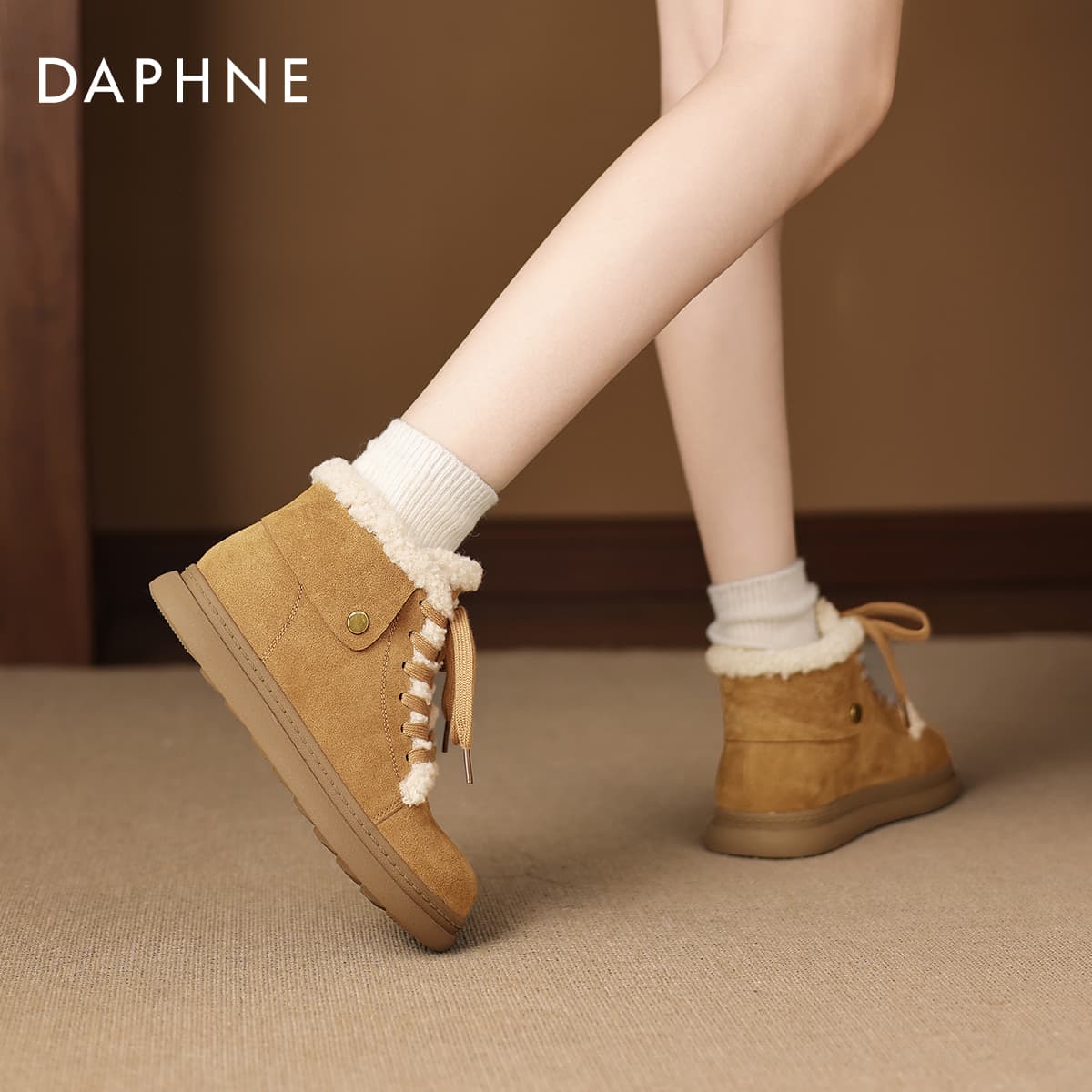Ботинки DAPHNE Армейские ботинки Caramel Высота каблука 2,5 см Женские - изображение 6