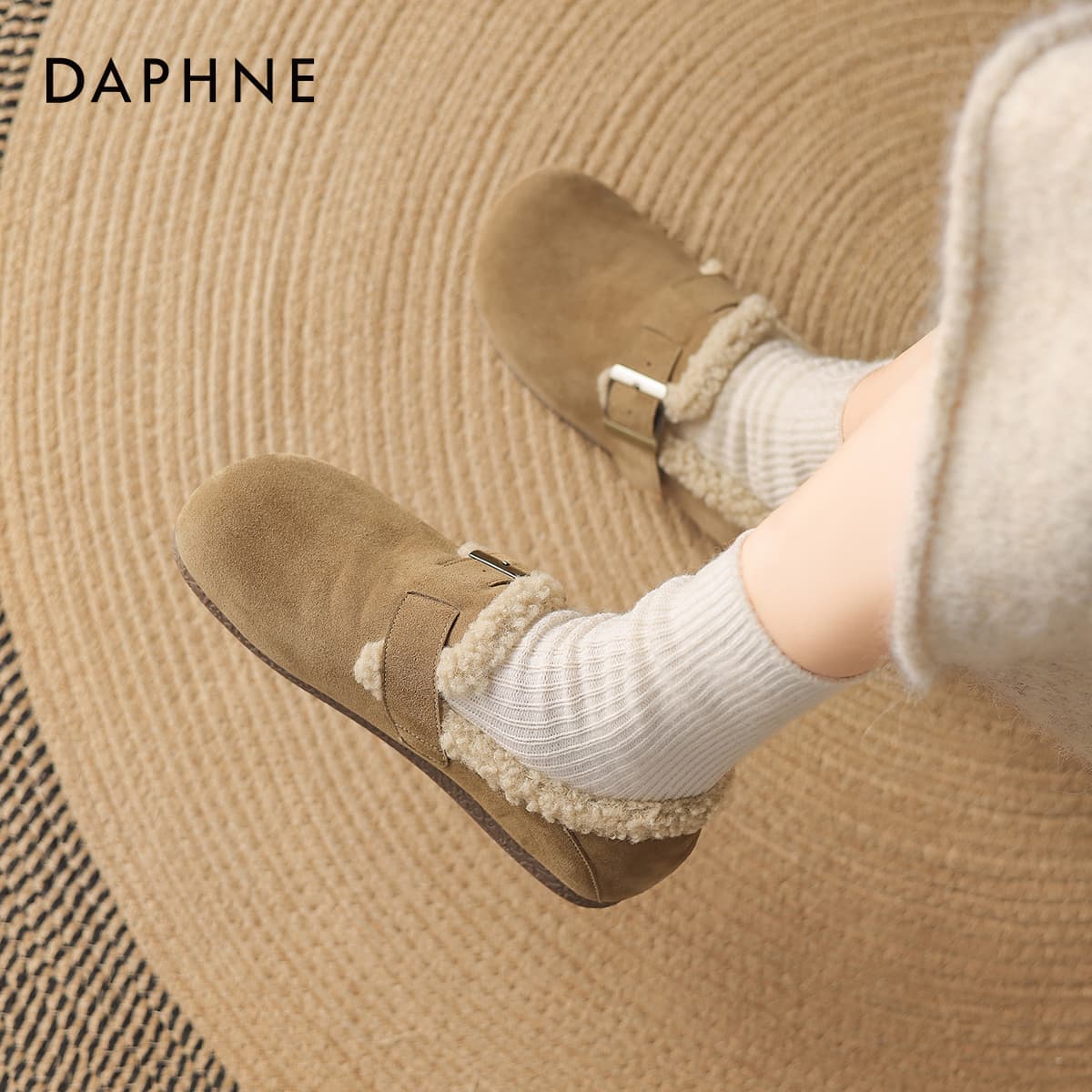 Ботинки зимние DAPHNE Ткань Преппи Стиль Утолщенная и с Флисовой Подкладкой Термостатическая Верхняя Одежда Слип-он Биркенсток - изображение 4