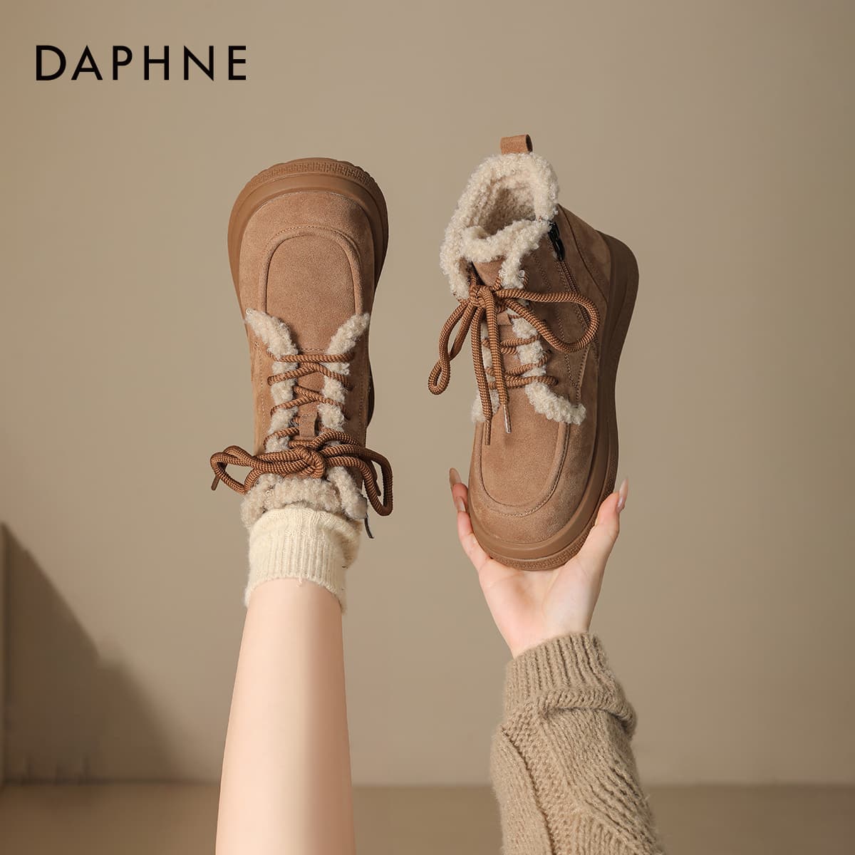 Ботинки зимние DAPHNE Зимний Коричневый С флисовой подкладкой Утолщенный Термический Стиль Birkenstock Обувь 10 см - изображение 4