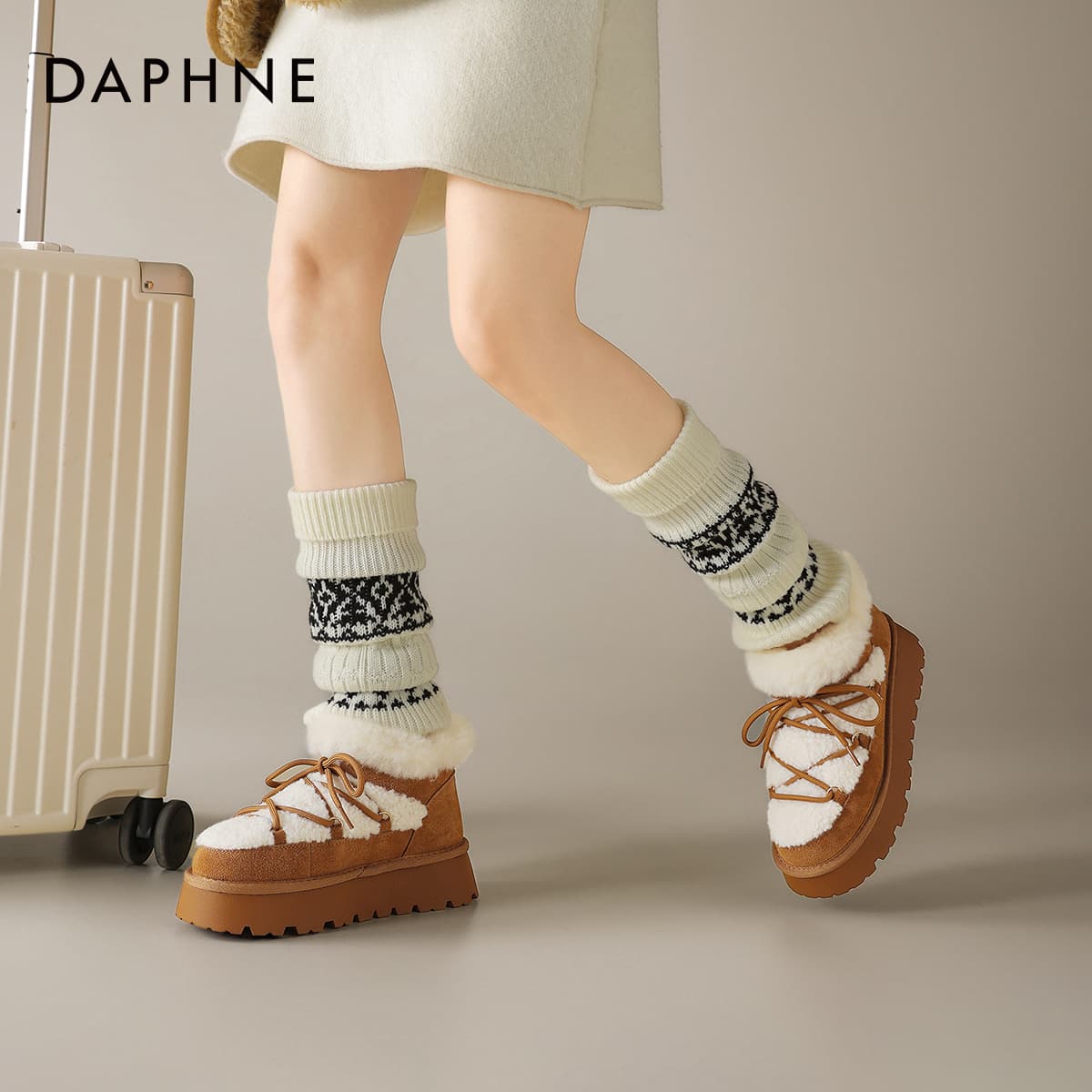 Ботинки зимние DAPHNE Горпкор (Gorpcore) Утолщенный и с флисовой подкладкой цветовой блок пэчворк противоскользящая термическая обувь - изображение 5
