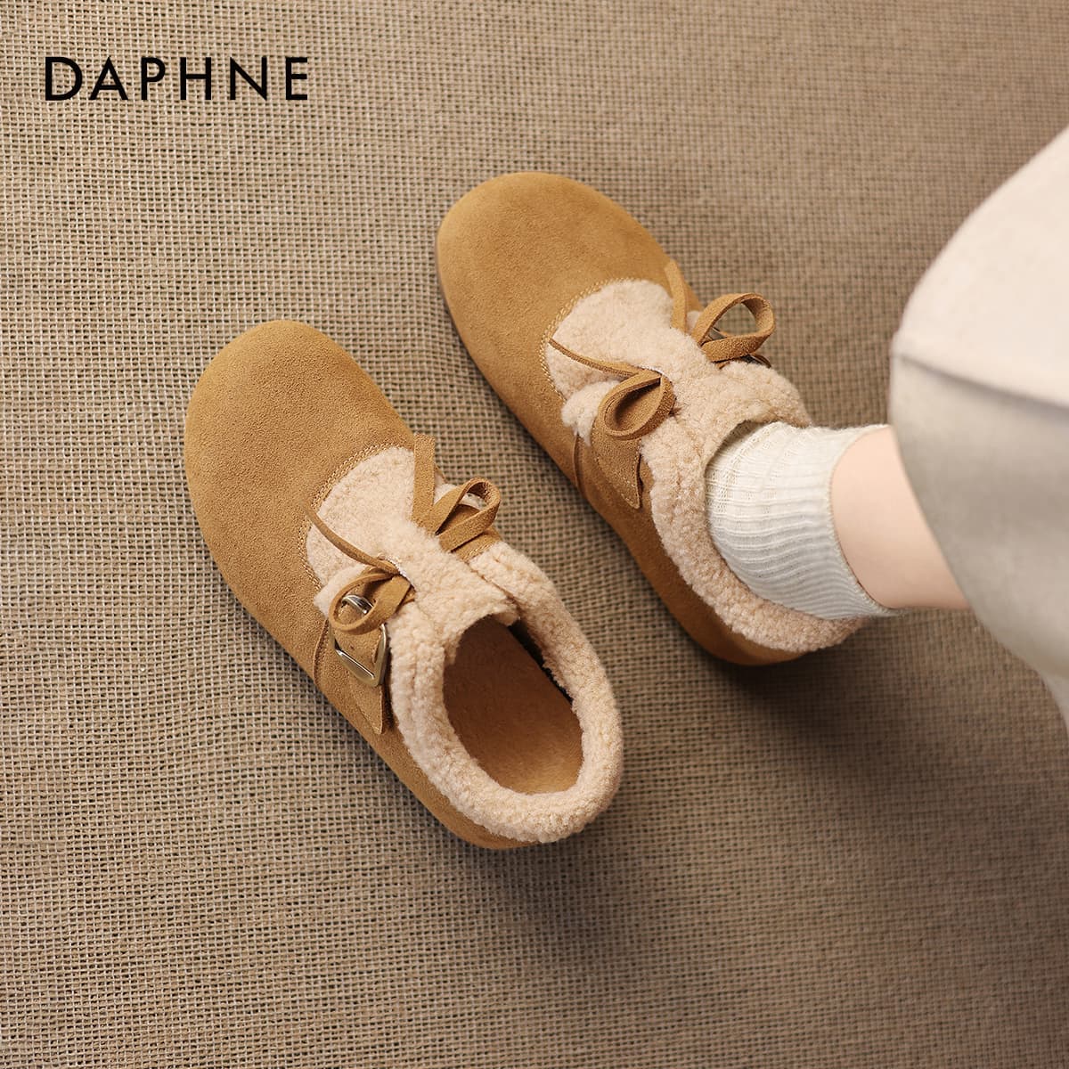 Ботинки зимние DAPHNE Ткань Удобная с Флисовой Подкладкой Универсальная Термическая Легкая Круглый Носок Планшет Биркенсток - изображение 7