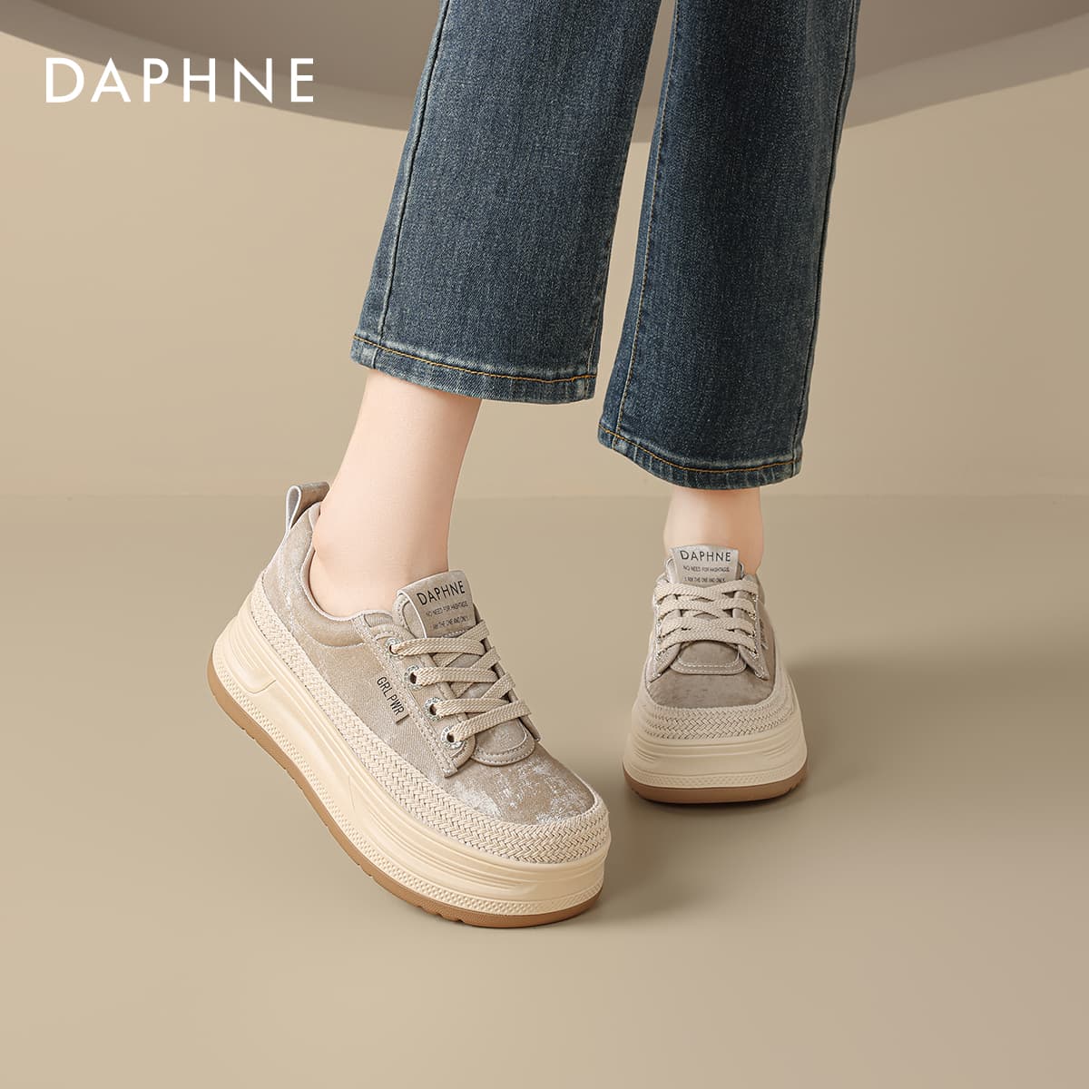 Кроссовки DAPHNE Кеды для скейтбординга Low Топ Абрикос Женские - изображение 7