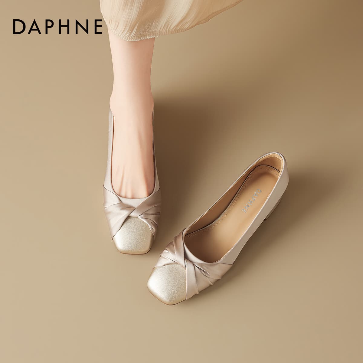Туфли DAPHNE Высокие каблуки Low Топ Шампанское Женские - изображение 7