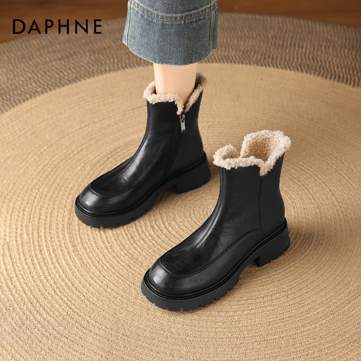 Сапоги DAPHNE Синтетическая кожа Минималистичный Однотонный Утолщенный и с флисовой подкладкой Ветрозащитный Термический - изображение 8