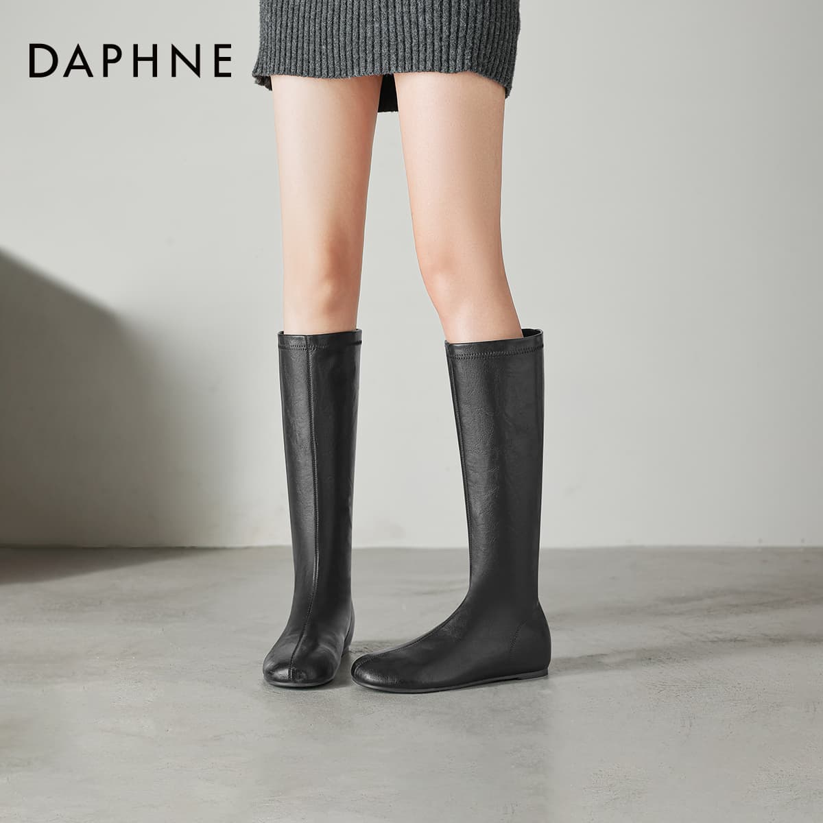Ботинки DAPHNE Высокие сапоги до колена Черный Женские - изображение 4