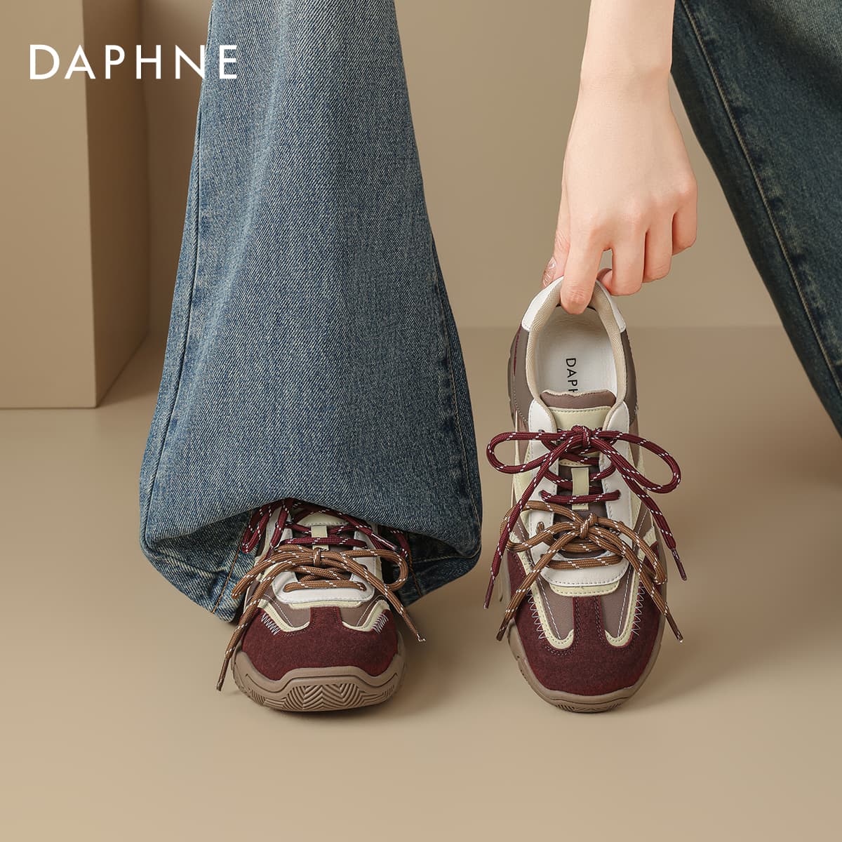 Кроссовки DAPHNE Повседневная обувь Low Топ Коричнево-красный Женские - изображение 8
