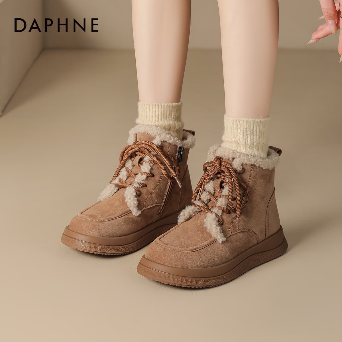 Ботинки зимние DAPHNE Зимний Коричневый С флисовой подкладкой Утолщенный Термический Стиль Birkenstock Обувь 10 см - изображение 3