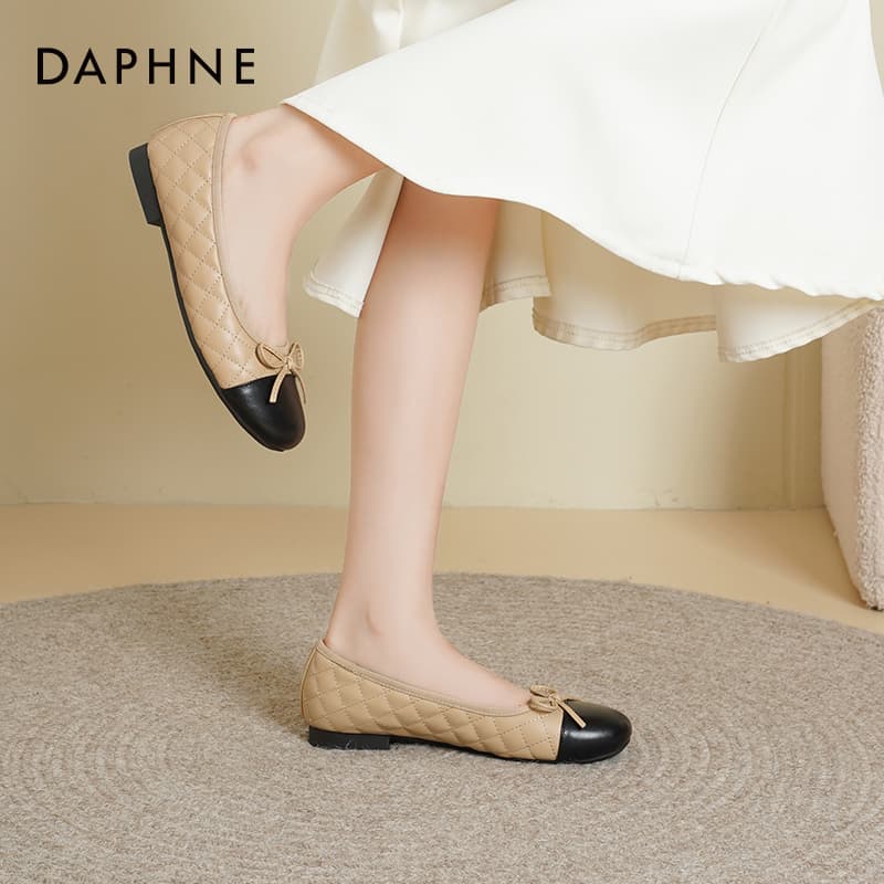 Тапочки DAPHNE Женская Повседневная Обувь Без Подкладки Низкий Топ Абрикос Вдохновленный CHANEL 1 см Каблук Женская - изображение 8