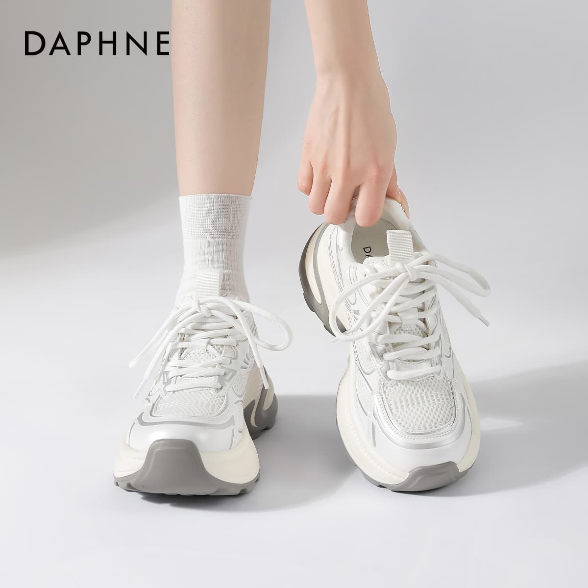 Кроссовки DAPHNE Синтетическая кожа текстиль Низкие кеды с толстой подошвой Женские - изображение 12