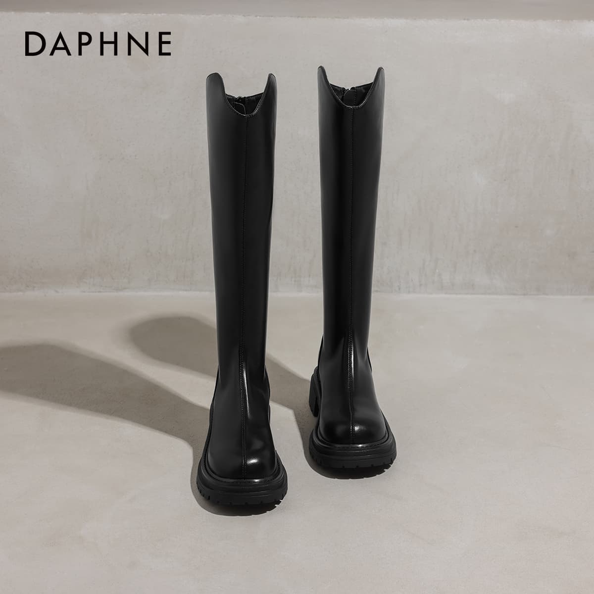 Ботинки DAPHNE Высокие сапоги до колена черные без подкладки женские - изображение 6
