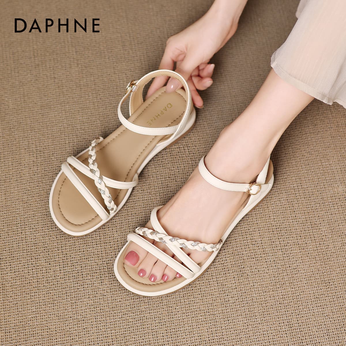 Шлёпанцы DAPHNE Синтетическая кожа Одиночные Шнуровые Сандалии Женские - изображение 4