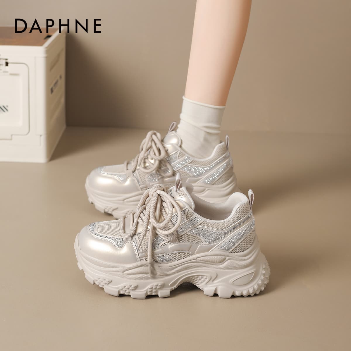 Кроссовки DAPHNE Синтетическая кожа текстиль Низкие кеды с толстой подошвой Женские - изображение 4