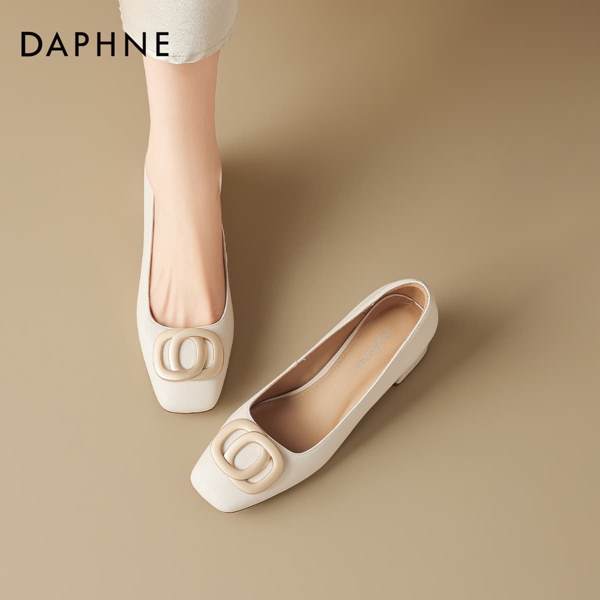 Туфли DAPHNE Высокие каблуки Бежевые Женские - изображение 4