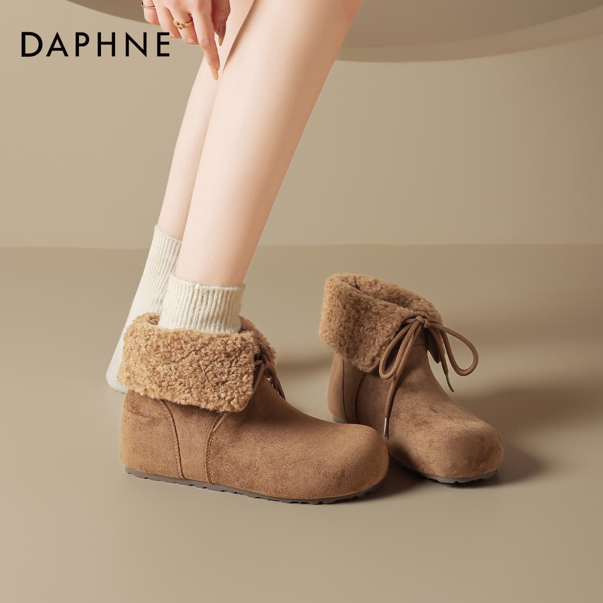 Кроссовки DAPHNE Утепленная обувь Хай-топы Верблюжий цвет Женские - изображение 6