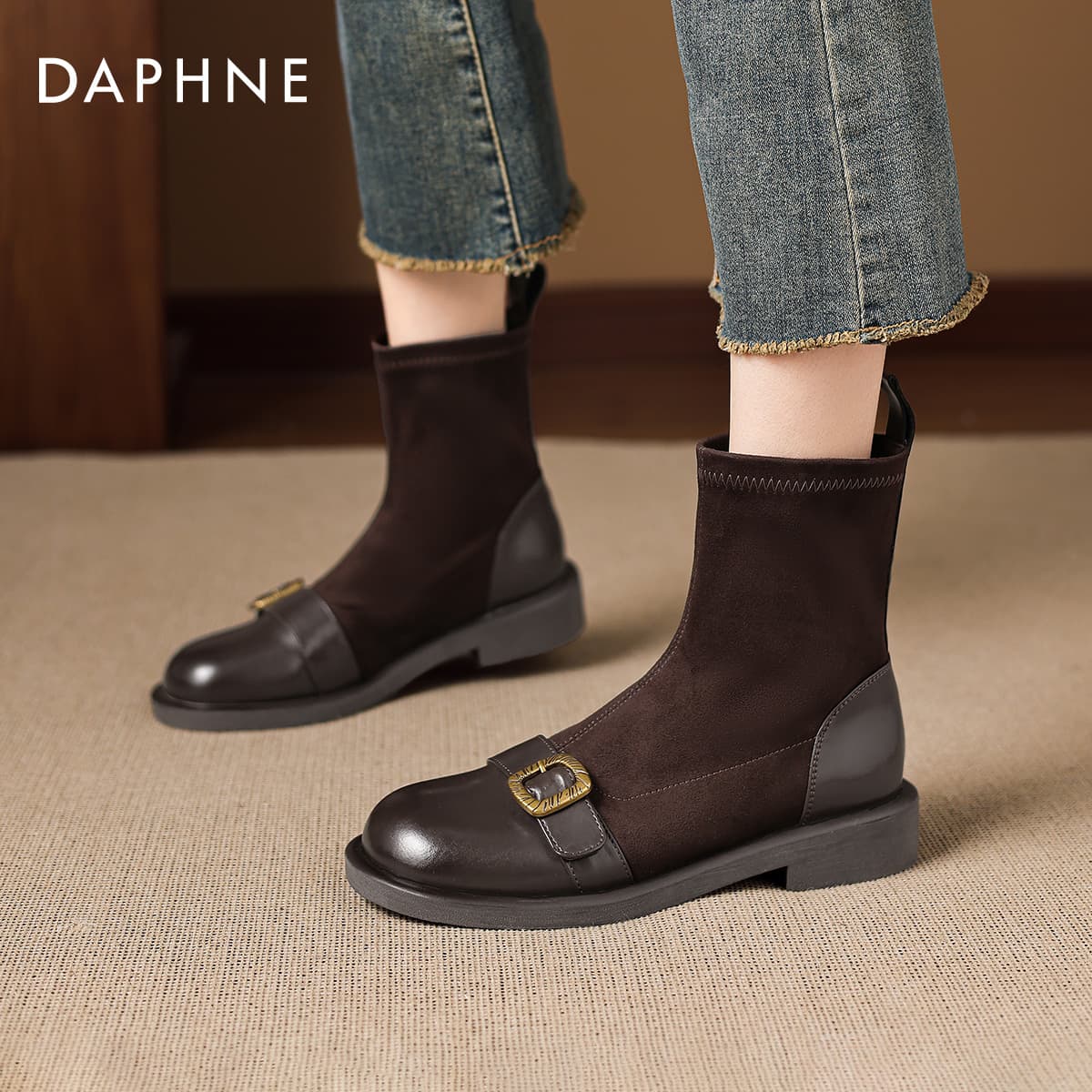 Ботинки DAPHNE Короткий Сапоги-чулки и ботинки с вязаным голенищем Женские - изображение 6