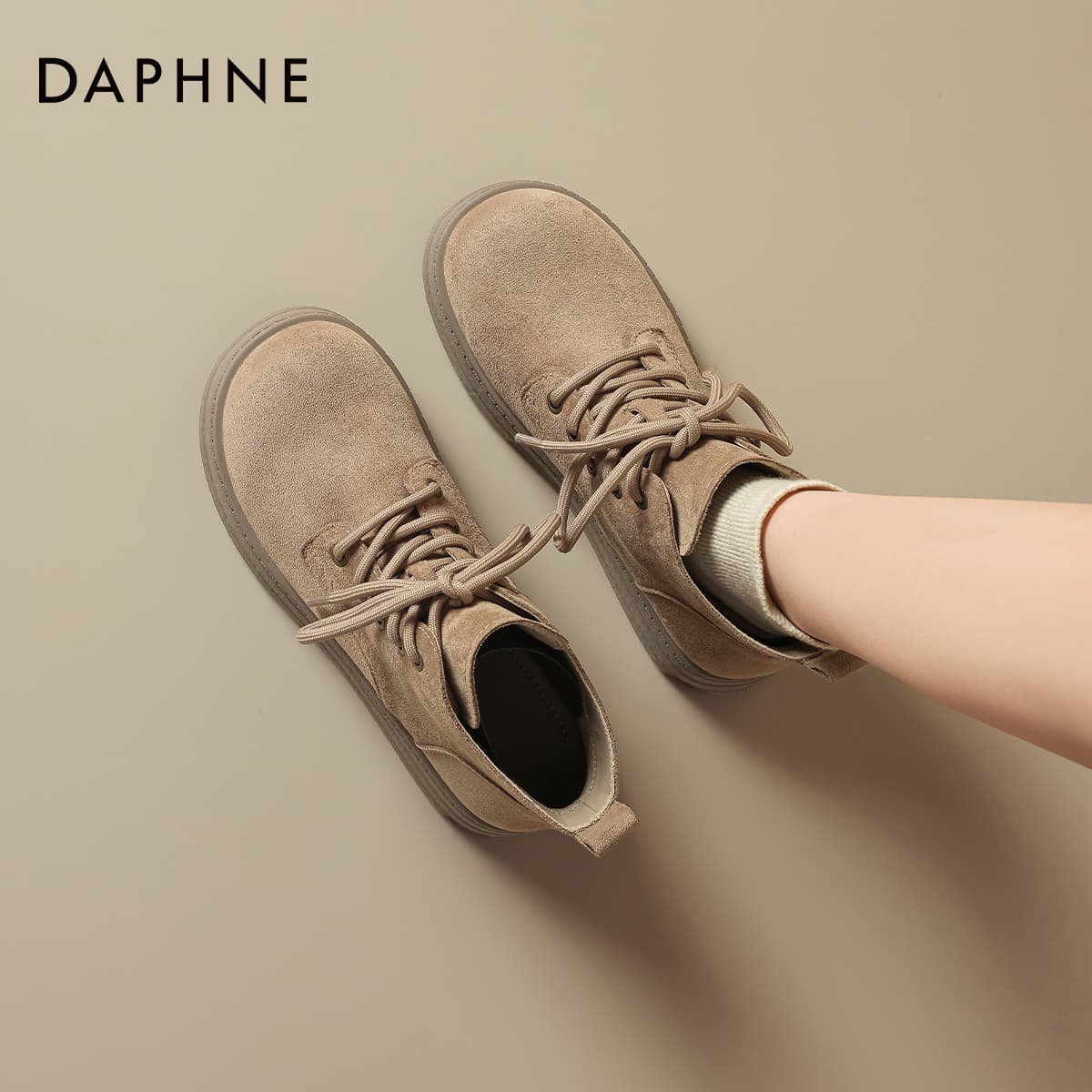 Ботинки DAPHNE Армейские ботинки Песок Женские - изображение 5