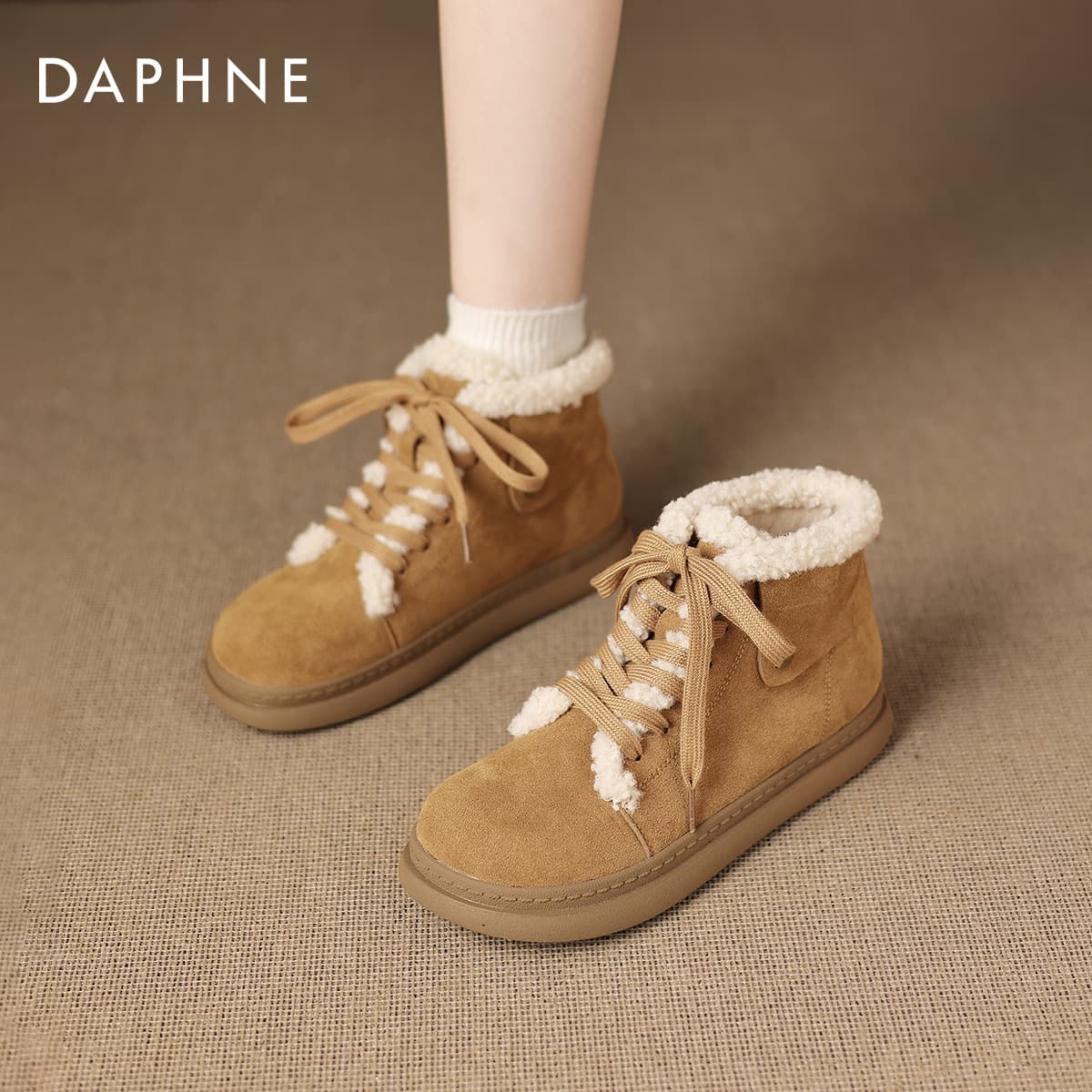 Ботинки DAPHNE Армейские ботинки Caramel Высота каблука 2,5 см Женские - изображение 4