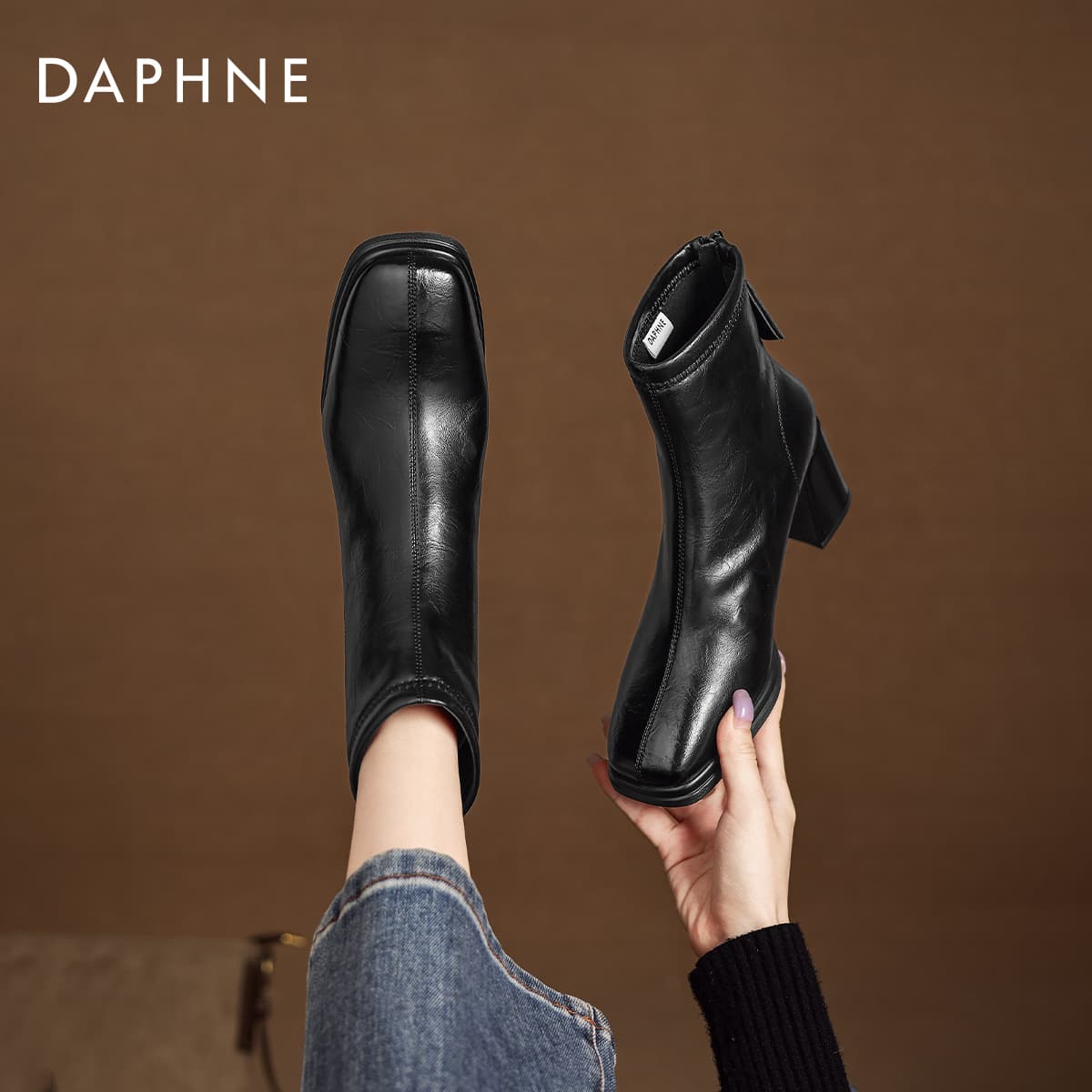 Сапоги DAPHNE Ботильоны Черный Женские - изображение 4