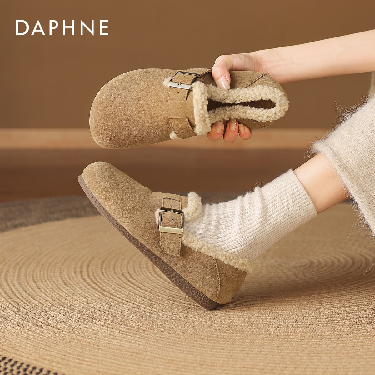 Ботинки зимние DAPHNE Ткань Преппи Стиль Утолщенная и с Флисовой Подкладкой Термостатическая Верхняя Одежда Слип-он Биркенсток - изображение 7
