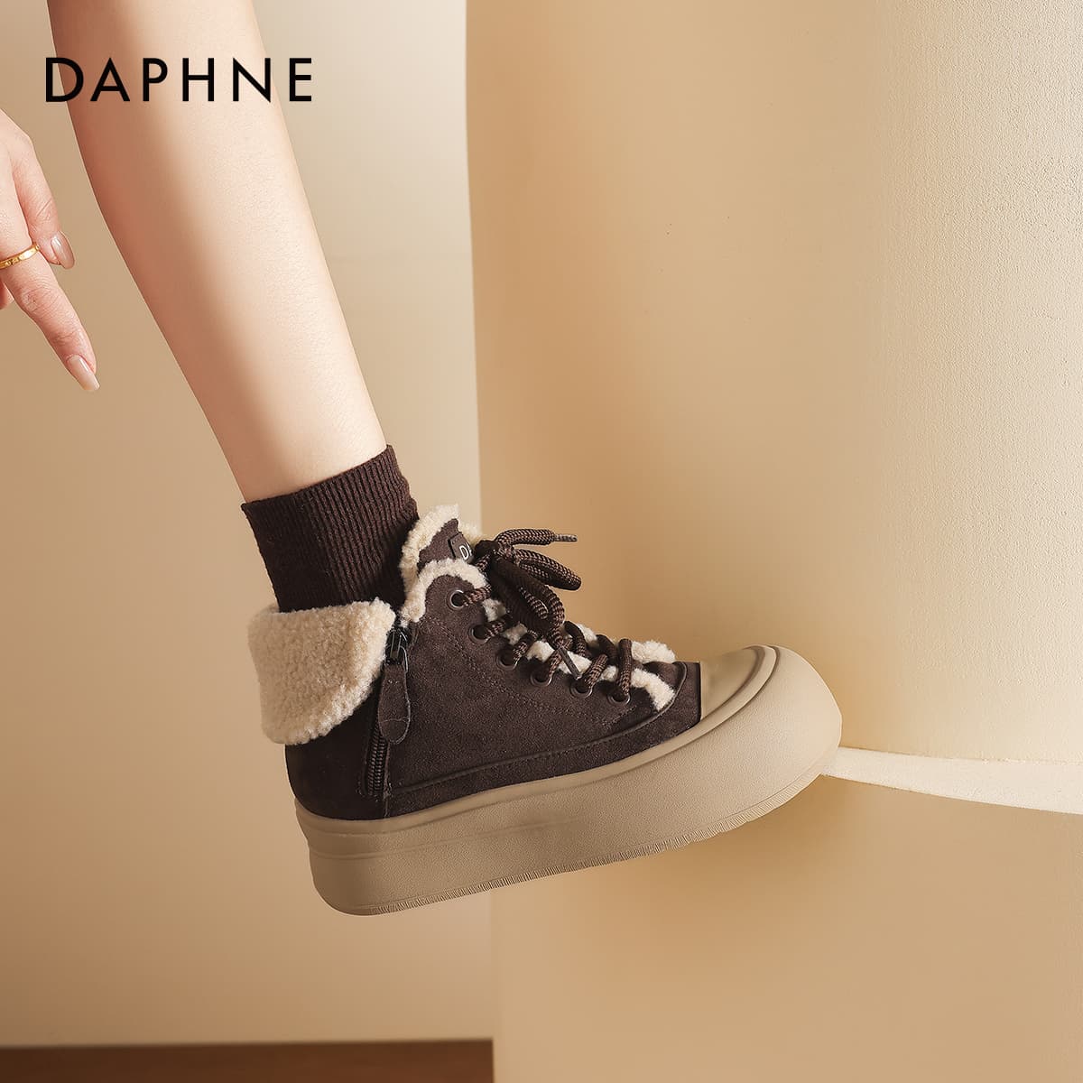 Ботинки зимние DAPHNE Ткань Американский Винтаж Утолщенный и с Флисовой Подкладкой Термический Универсальный Скейтборд Кроссовки 12 см - изображение 6