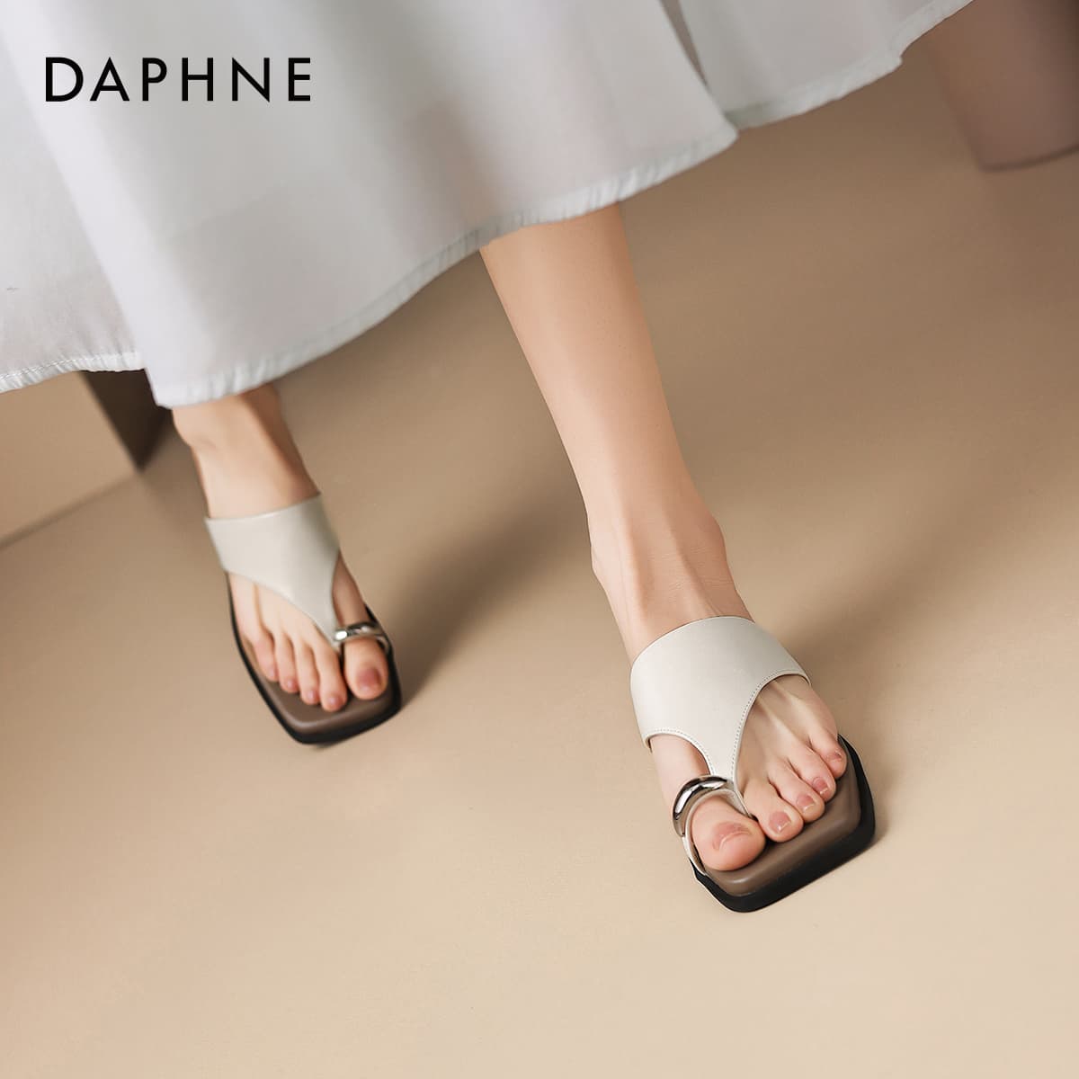 Сандалии с ремешком DAPHNE Пляжные сандалии Бежевые Женские - изображение 5