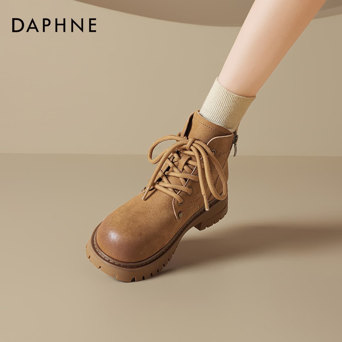 Ботинки DAPHNE Армейские ботинки Верблюжий цвет Женские - изображение 6
