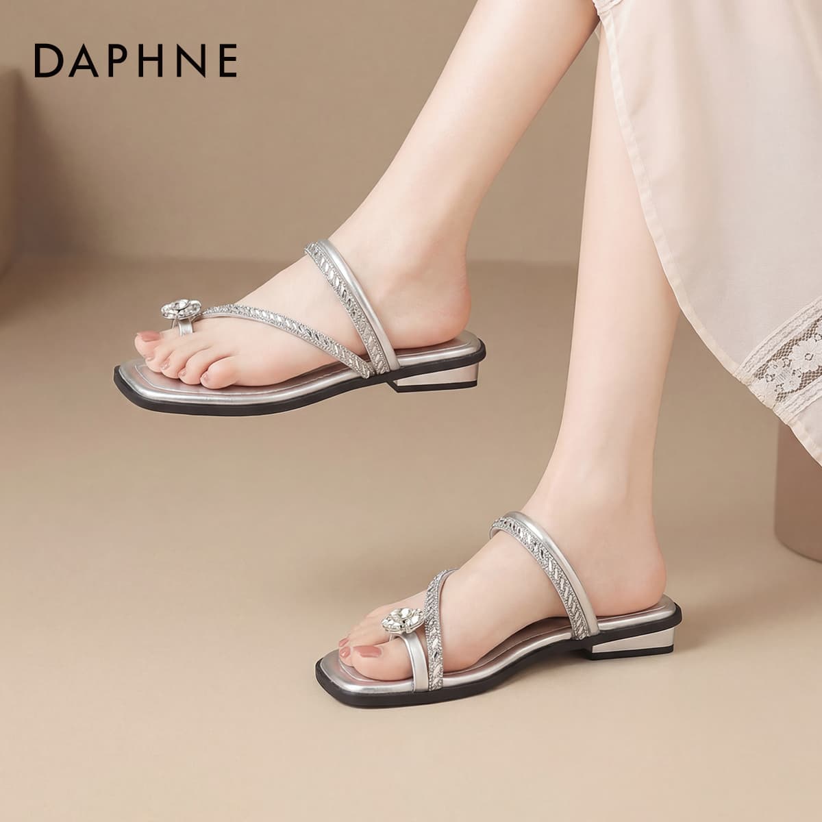 Шлёпанцы DAPHNE Синтетическая кожа Одиночные Шнуровые Сандалии Женские - изображение 3