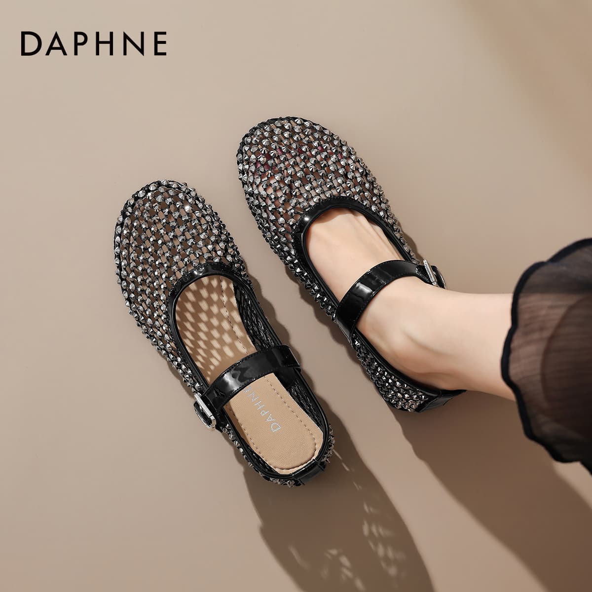 DAPHNE Синтетическая кожа текстиль грубый каблук туфли Мэри Джейн женские - изображение 4