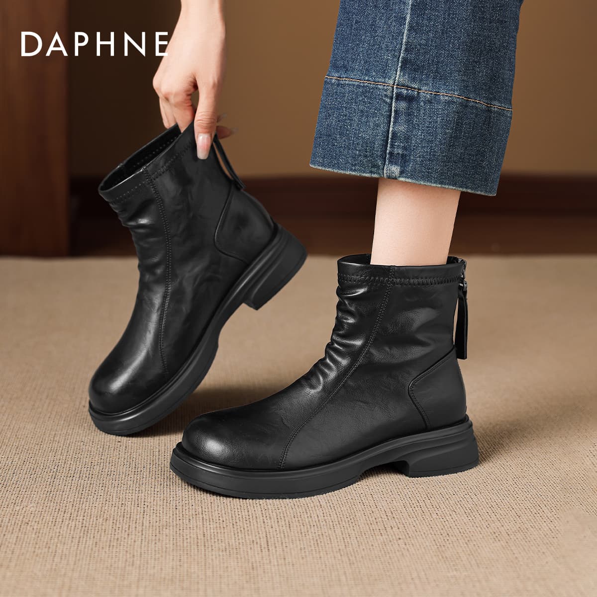 Сапоги DAPHNE Ботильоны Черный Женские - изображение 5
