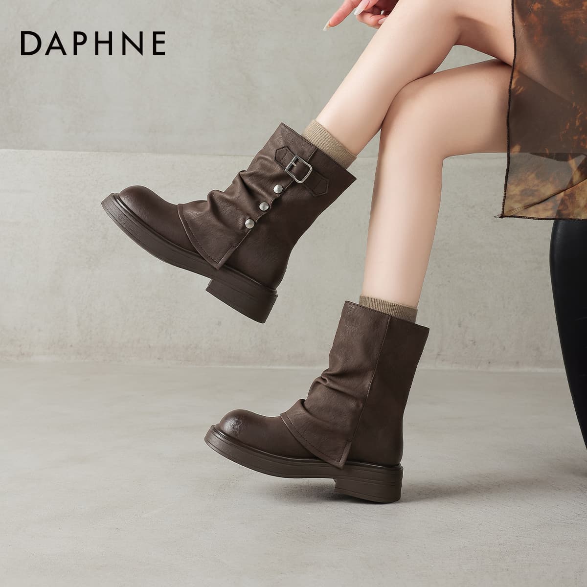 Сапоги DAPHNE Ботильоны Коричневый Женские - изображение 3