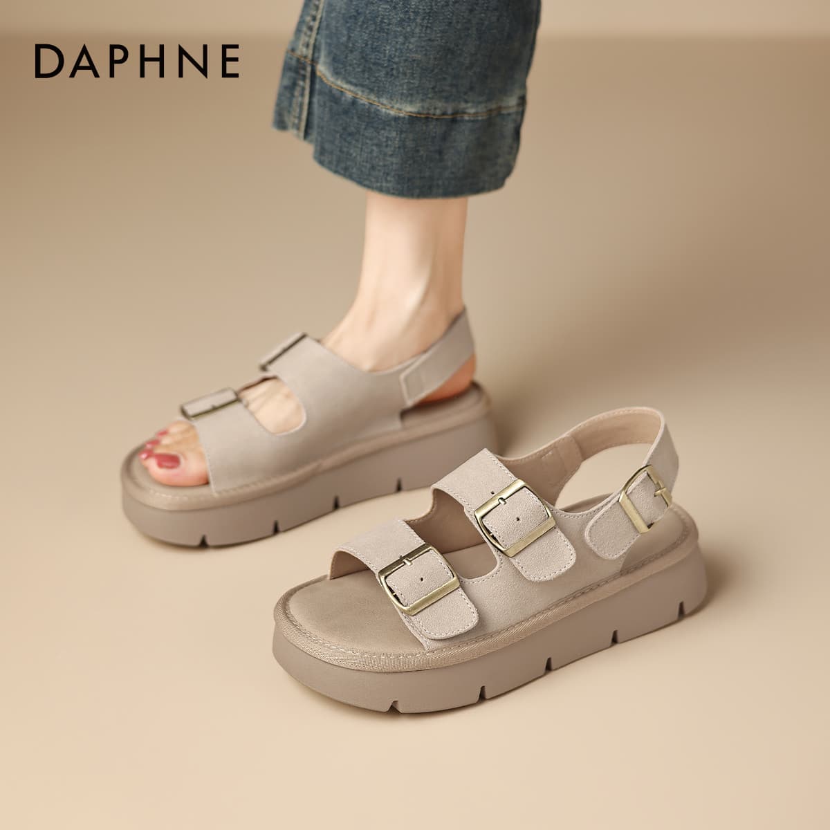 Шлёпанцы DAPHNE Сандалии из коровьей кожи с одним ремешком и шнуровкой женские - изображение 4