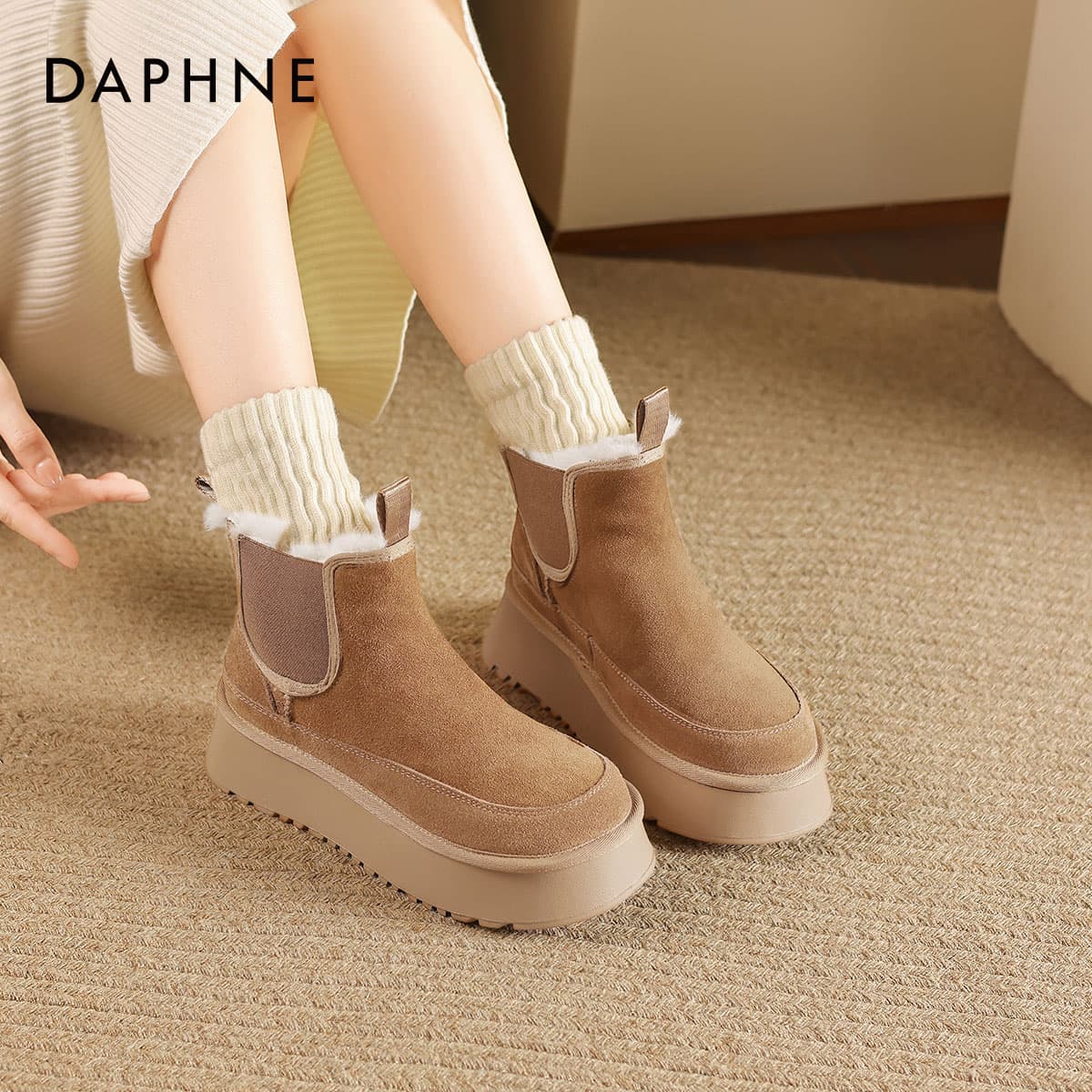 Ботинки зимние Daphne Спилок коровья кожа Сноубутсы Женские - изображение 4