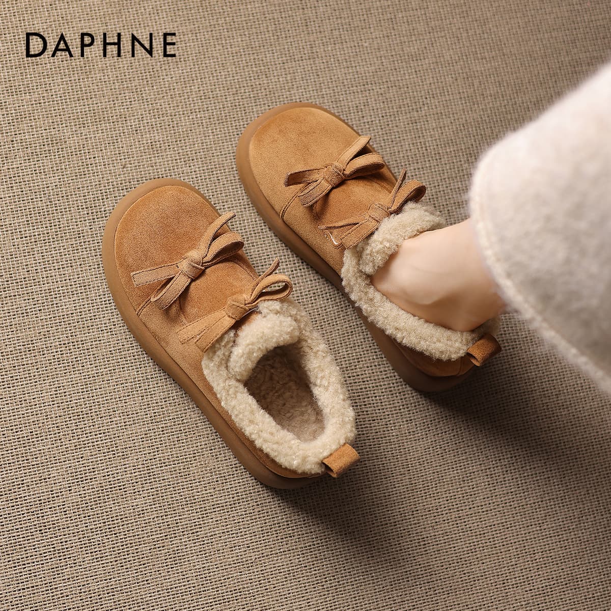 Ботинки зимние DAPHNE Ткань Принцесса LIKE Элегантность Бант Утолщенный и с флисовой подкладкой Термический Легкий Противоскользящий - изображение 5