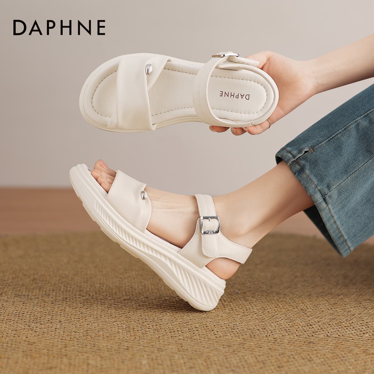 Шлёпанцы DAPHNE Синтетическая кожа Одиночные Шнуровые Сандалии Женские - изображение 6
